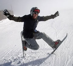 Cool photo of sitting on skiboards