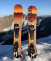 summit bamboo skiboards mounted in the snow