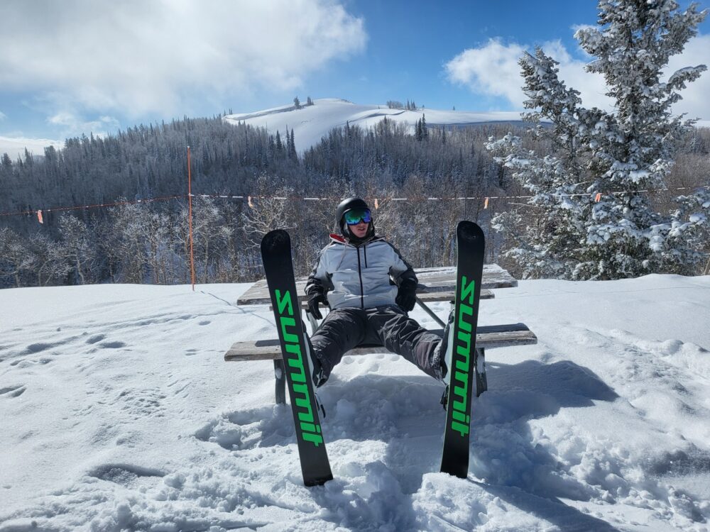 50+ skiboarders - fun on summits in utah