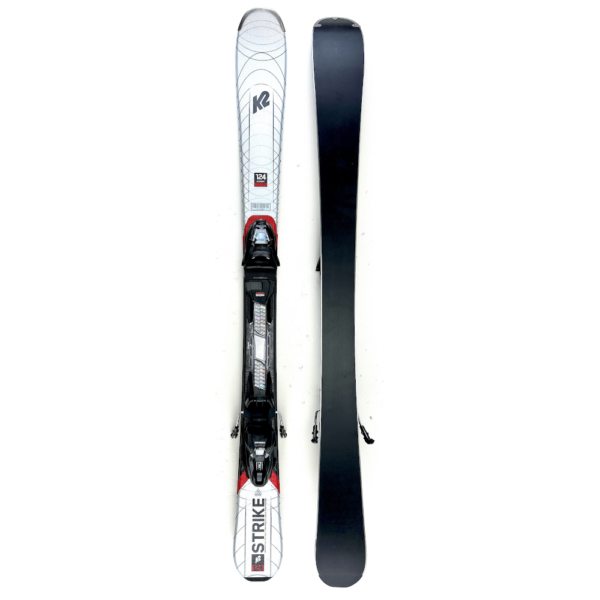 K2 Strike 124 cm Adult short skis skiboards with Marker ski bindings bottom