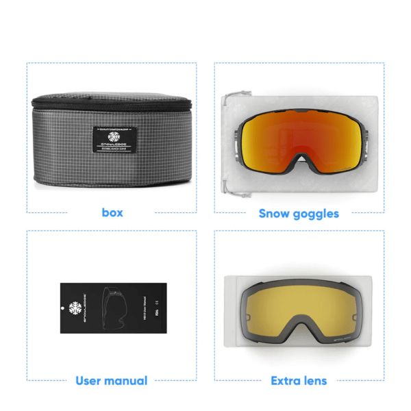 Snowledge Cyclone Matte Black Frame Ice Blue Lens Goggles 2 lens - Image 3