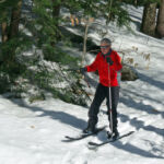 riding Black Diamond Free skis